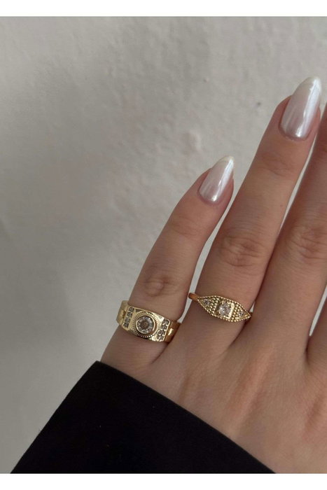 Heliophilia Silver Anillo de Latón Dorado con Recubrimiento de Laca
